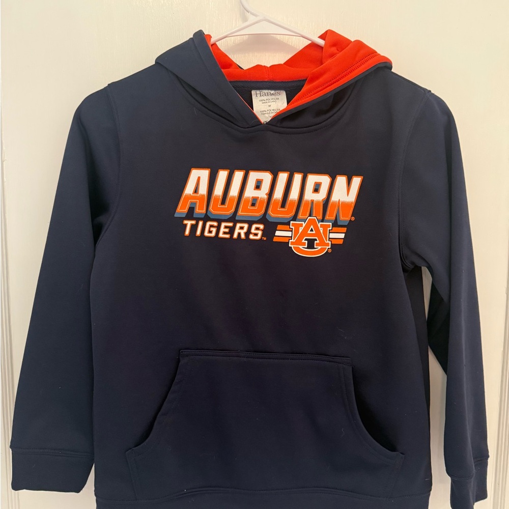 Auburn Hooded sweatshirt - Orange & Navy YOUTH medium Hanes